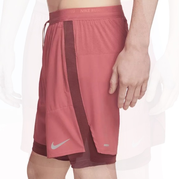 Nike Running Stride Short 7” Compression Lined Pink/Adobe XL - Picture 5 of 8